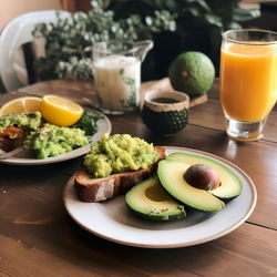 Close-up of food in plate on table