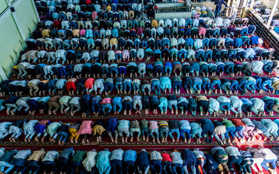 High angle view of empty chairs