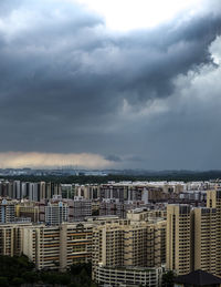 Buildings against cloudy sky