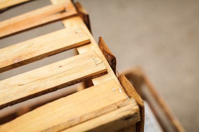 Close-up of old wooden table