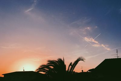 Low angle view of silhouette trees against sky
