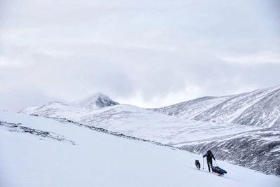 Scenic view of snowcapped mountain against sky