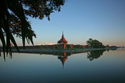 Reflection of temple in lake