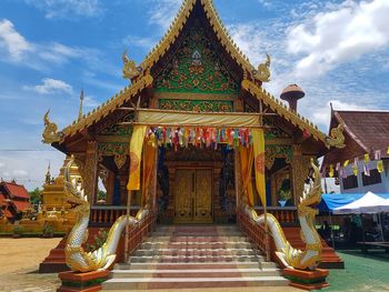 Low angle view of traditional building against sky