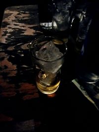 Close-up of beer glass on table