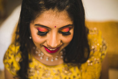 Close-up portrait of a beautiful young woman