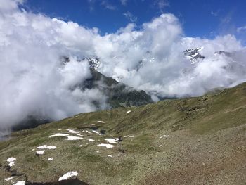 Scenic view of mountains against sky