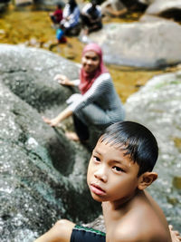 Portrait of a boy looking away