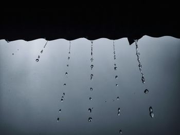 Close-up of rain against sky