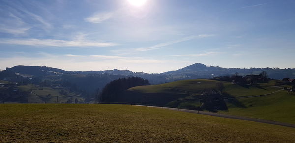 Scenic view of field against sky