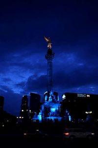 Statue of liberty against sky at night