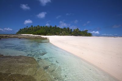 View of beach against cloudy sky