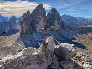 Panoramic view of rocky mountains against sky
