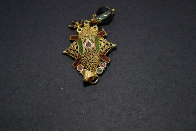 High angle view of snake on table