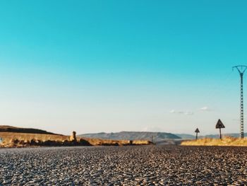 Scenic view of land against clear blue sky