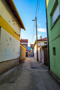 Empty alley amidst buildings in city