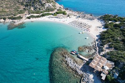 High angle view of beach