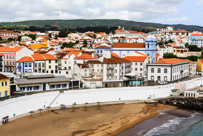 High angle view of townscape against sky