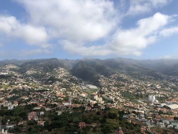 High angle view of townscape against sky