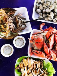 High angle view of fish on table