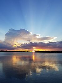 Scenic view of sea against sky at sunset