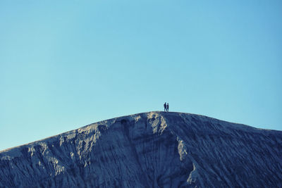 Scenic view of mountain against clear blue sky