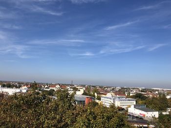 High angle view of townscape against sky