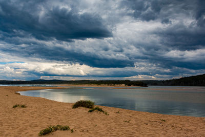 Scenic view of beach against sky