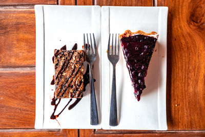 Directly above shot of chocolate cake on table