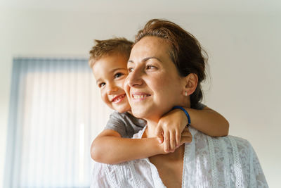 Portrait of mother and son