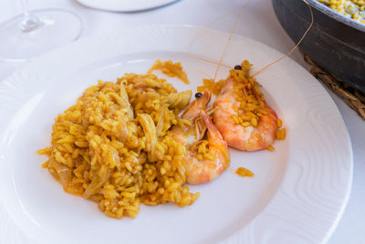 High angle view of meal served in plate