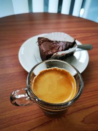 High angle view of coffee on table