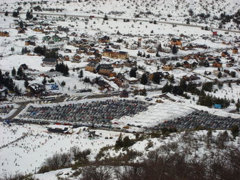 High angle view of field during winter