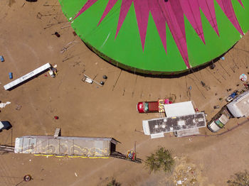 High angle view of people on roof