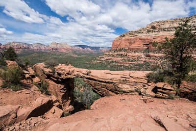 Scenic view of rocky mountains against sky