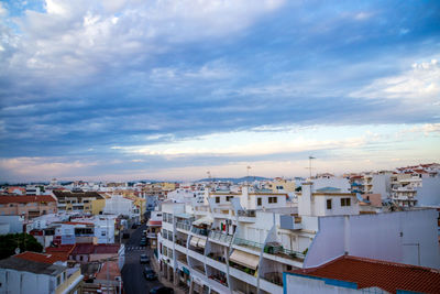 High angle view of townscape against sky