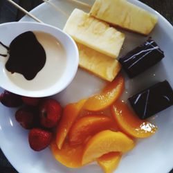 Close-up of breakfast served on plate