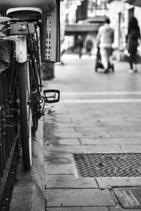 Bicycle on footpath in city