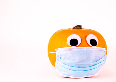 Close-up of toy car against white background