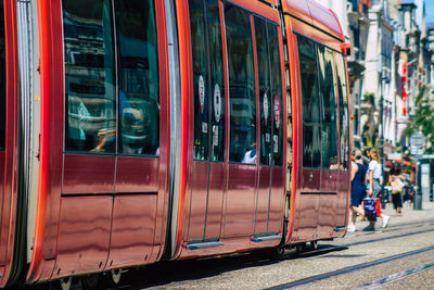 View of train in city