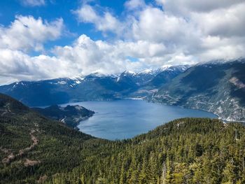 Scenic view of landscape and mountains against sky