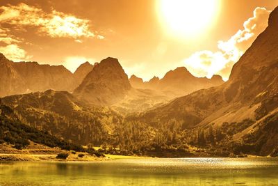 Scenic view of rocky mountains against sky