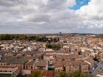 High angle view of townscape against sky