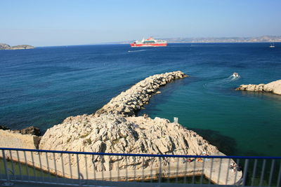 High angle view of sea against sky