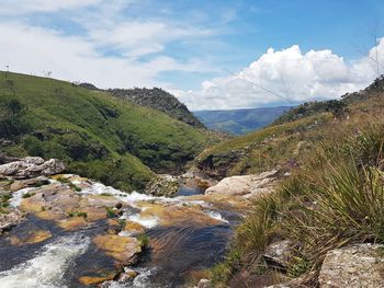 Scenic view of mountains against sky