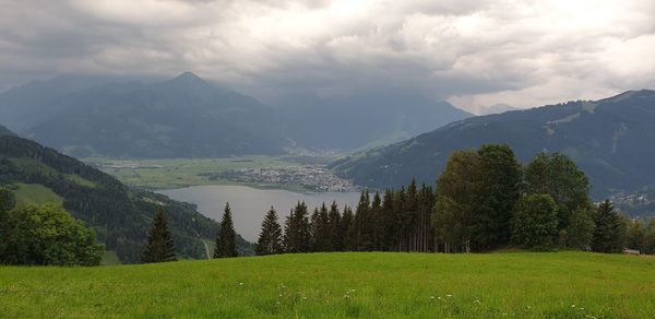 Scenic view of mountains against sky