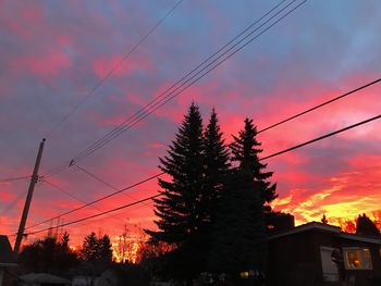 Low angle view of silhouette trees against sky during sunset