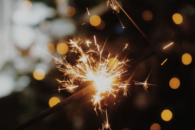 Close-up of illuminated sparkler