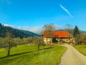 Scenic view of landscape against blue sky