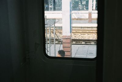 Train looking through window